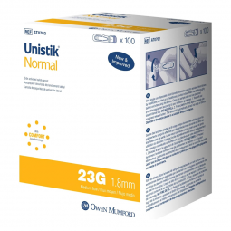Unistik 2 Owen Mumford AT 0702-Unistik Normal Flow Lancet, 23 Gauge, Lancets (BX) - Unistik Normal F
